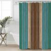 Anzona Teal Brown Farmhouse Waterproof Shower Curtains Set - Extra Long 72 x 78 Inch, Turquoise Khaki Vintage Wooden Polyester Fabric Bathroom Curtain with 12 Hooks, Bathroom Accessories, 1 Panel view 3