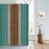 Anzona Teal Brown Farmhouse Waterproof Shower Curtains Set - Extra Long 72 x 78 Inch, Turquoise Khaki Vintage Wooden Polyester Fabric Bathroom Curtain with 12 Hooks, Bathroom Accessories, 1 Panel view 4