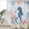 Anzona Blue Seahorse Coastal Waterproof Shower Curtains Set - Stall 48 x 72 Inch, Summer Nautical Coral Conch Polyester Fabric Bathroom Curtain with 12 Hooks, Bathroom Accessories, 1 Panel view 3
