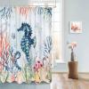 Anzona Blue Seahorse Coastal Waterproof Shower Curtains Set - Stall 48 x 72 Inch, Summer Nautical Coral Conch Polyester Fabric Bathroom Curtain with 12 Hooks, Bathroom Accessories, 1 Panel view 4