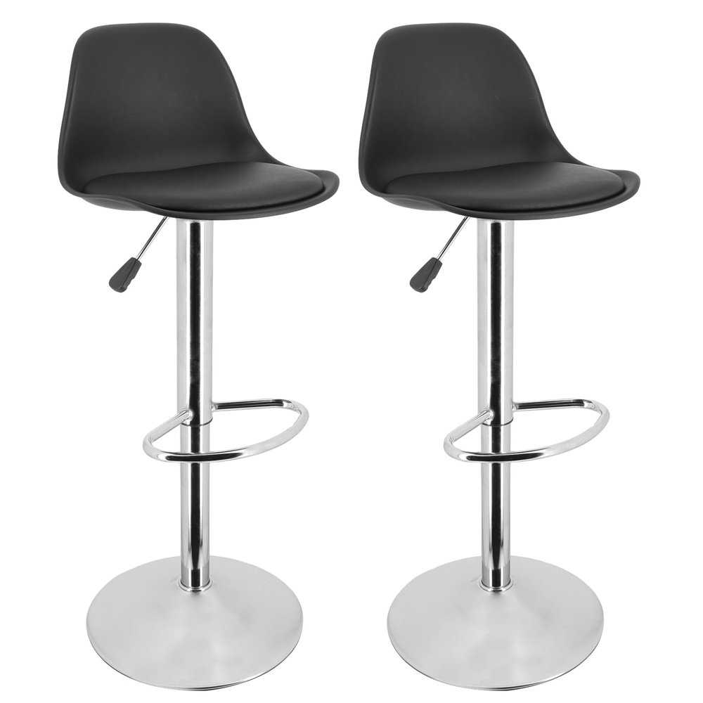 clinmday Bar Stools Set of 2, Counter Height Barstools with Back & Footrest Height Adjustable Swivel Bar Chairs, ModernTall Barstools for Kitchen Islands (Faux Leather, Black, 2 Pcs) Black