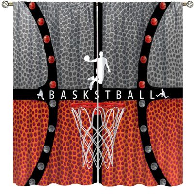 AAVEUP Sports Ball Blackout Curtains for Boys,Cartoon Hand-Drawn Sports Athletics Basketball Football Rugby Window Drapes Print for Kids Nursery Children Toddlers Bedroom Bathroom 52x96in