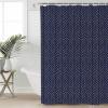 Anzona Boho Navy Blue Gold Striped Waterproof Shower Curtains Set - Stall 54 x 78 Inch, Modern Retro Geometric Polyester Fabric Bathroom Curtain with 12 Hooks, Bathroom Accessories, 1 Panel view 1