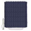 Anzona Boho Navy Blue Gold Striped Waterproof Shower Curtains Set - Stall 54 x 78 Inch, Modern Retro Geometric Polyester Fabric Bathroom Curtain with 12 Hooks, Bathroom Accessories, 1 Panel view 2