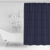 Anzona Boho Navy Blue Gold Striped Waterproof Shower Curtains Set - Stall 54 x 78 Inch, Modern Retro Geometric Polyester Fabric Bathroom Curtain with 12 Hooks, Bathroom Accessories, 1 Panel view 3
