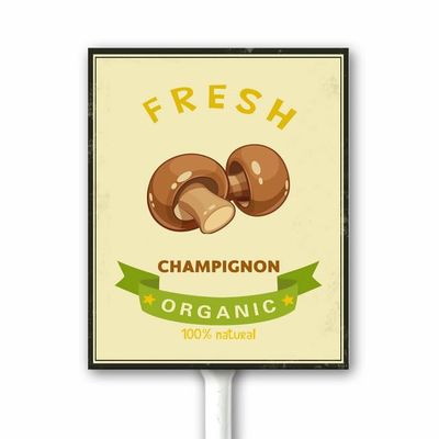 Ygzyahpwe Garden Signs for Vegetable Fresh Champignon Mushroom Metal Plant Markers for Vegetable Flowers Garden Potted Plants Tags Garden Patio Decorations Funny Gifts for Plant Aluminum 7X8.8 Inches