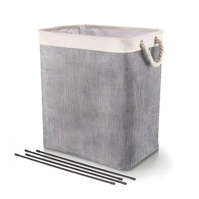 EKBBBYE Laundry Baskets, 65L Large Laundry Basket Foldable Laundry Hamper with Handles Clothes Basket Bedroom Living Room Bathroom Linen Basket Storage Bag, Rice Gray
