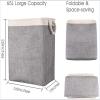 EKBBBYE Laundry Baskets, 65L Large Laundry Basket Foldable Laundry Hamper with Handles Clothes Basket Bedroom Living Room Bathroom Linen Basket Storage Bag, Rice Gray view 2