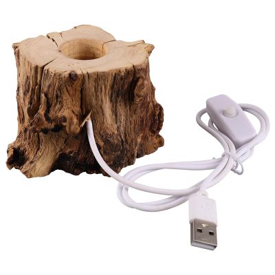 LALAFINA Tree Stump Led Light Base Usb Powered Crystal Ball Stand 3.54X2.75X2.36 Inch Night Light Holder for Home Office Desk Decoration