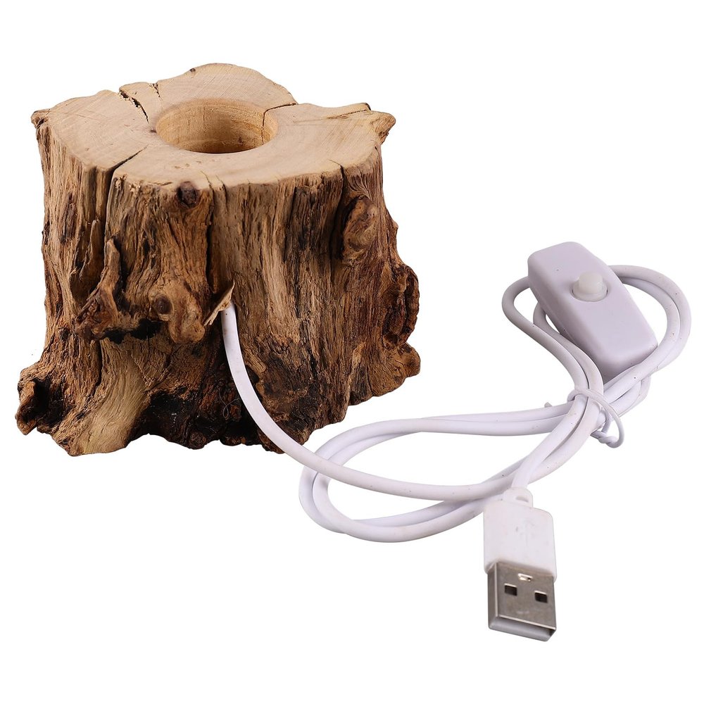 LALAFINA Tree Stump Led Light Base Usb Powered Crystal Ball Stand 3.54X2.75X2.36 Inch Night Light Holder for Home Office Desk Decoration