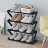 HomeLoft Basics 4 Layer Shoe Rack Thickened Steel Pipe Independent Shoe Cabinet,Has Sufficient Storage Space to Accommodate Shoes of Different Heights, and Does Not Take Up Too Much Floor Space (Black) view 1