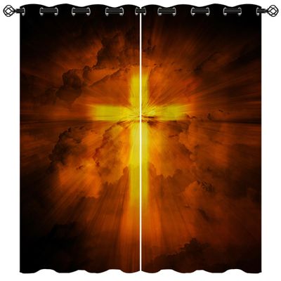 18TH CROZY Christ Cross Blackout Curtains for Girls Boy Home Decor, Easter Jesus Christian Church Dusk Grommet Thermal Insulated Drapes Darkening Window Curtain for Bedroom Living Room, 42 x 63 Inch