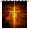 18TH CROZY Christ Cross Blackout Curtains for Girls Boy Home Decor, Easter Jesus Christian Church Dusk Grommet Thermal Insulated Drapes Darkening Window Curtain for Bedroom Living Room, 42 x 63 Inch view 1