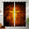 18TH CROZY Christ Cross Blackout Curtains for Girls Boy Home Decor, Easter Jesus Christian Church Dusk Grommet Thermal Insulated Drapes Darkening Window Curtain for Bedroom Living Room, 42 x 63 Inch view 2