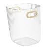 NOENNULL Plastic Small Trash Can Wastebasket, Round Trash Can Large Capacity Waste Paper Basket Open Top Trash Can with Handle Garbage Container Basket for Office Bedroom Living Room, Transparent view 1