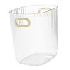 NOENNULL Plastic Small Trash Can Wastebasket, Round Trash Can Large Capacity Waste Paper Basket Open Top Trash Can with Handle Garbage Container Basket for Office Bedroom Living Room, Transparent view 4