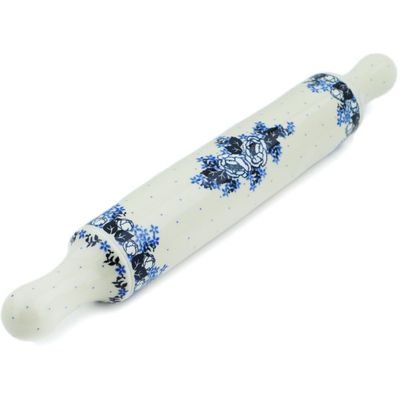 Polmedia Polish Pottery Rolling Pin - Flowers At Dusk Pattern Handmade in Boleslawiec Poland by Ceramika Artystyczna + Certificate of Authenticity