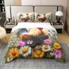 Farmhouse Chicken 100% Cotton Comforter Cover Twin Watercolor Daisy Duvet Cover for Kids Boys Girls Rustic Village Style Quilt Cover Wild Animal Bedding Set with 1 Pillowcase(No Comforter) view 1