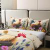 Farmhouse Chicken 100% Cotton Comforter Cover Twin Watercolor Daisy Duvet Cover for Kids Boys Girls Rustic Village Style Quilt Cover Wild Animal Bedding Set with 1 Pillowcase(No Comforter) view 4