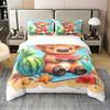 Cartoon Cattle Bedding Set Full Size Tropical Watermelon 100% Cotton Duvet Cover for Boys Girls Cute Highland Cow Bed Set Summer Beach Comforter Cover with 2 Pillowcases Soft(Not Comforter) view 1