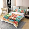 Cartoon Cattle Bedding Set Full Size Tropical Watermelon 100% Cotton Duvet Cover for Boys Girls Cute Highland Cow Bed Set Summer Beach Comforter Cover with 2 Pillowcases Soft(Not Comforter) view 2