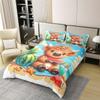 Cartoon Cattle Bedding Set Full Size Tropical Watermelon 100% Cotton Duvet Cover for Boys Girls Cute Highland Cow Bed Set Summer Beach Comforter Cover with 2 Pillowcases Soft(Not Comforter) view 3