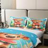 Cartoon Cattle Bedding Set Full Size Tropical Watermelon 100% Cotton Duvet Cover for Boys Girls Cute Highland Cow Bed Set Summer Beach Comforter Cover with 2 Pillowcases Soft(Not Comforter) view 4