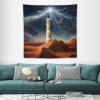 HZOHNAGO Lighthouse Tapestry Dark Clouds Desert Sunshine Pattern Printed Tapestry Wall Hanging for Bedroom Living Room Dorm 60" W x 60" H view 1
