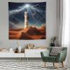 HZOHNAGO Lighthouse Tapestry Dark Clouds Desert Sunshine Pattern Printed Tapestry Wall Hanging for Bedroom Living Room Dorm 60" W x 60" H view 2