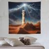 HZOHNAGO Lighthouse Tapestry Dark Clouds Desert Sunshine Pattern Printed Tapestry Wall Hanging for Bedroom Living Room Dorm 60" W x 60" H view 3