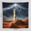 HZOHNAGO Lighthouse Tapestry Dark Clouds Desert Sunshine Pattern Printed Tapestry Wall Hanging for Bedroom Living Room Dorm 60" W x 60" H view 4