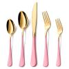 Lekoton 20 Piece Gold and Pink 18/0 Flatware Utensil Set for 4, Include Dinner Knife,Dinner Forks,Dinner Spoons,Salad Forks,Teaspoons,Silverware Set for 4, Dishwasher Safe view 1