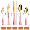 Lekoton 20 Piece Gold and Pink 18/0 Flatware Utensil Set for 4, Include Dinner Knife,Dinner Forks,Dinner Spoons,Salad Forks,Teaspoons,Silverware Set for 4, Dishwasher Safe view 2