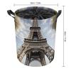 Round Laundry Basket with Handles Personalized Laundry Hamper for Bedroom Eiffel Tower French Paris Monument Circular Laundry Lightweight Waterproof Storage Basket Dirty Clothes Hamper for Bathroom Do view 2