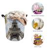Round Laundry Basket with Handles Personalized Laundry Hamper for Bedroom Eiffel Tower French Paris Monument Circular Laundry Lightweight Waterproof Storage Basket Dirty Clothes Hamper for Bathroom Do view 3
