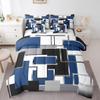 Erosebridal 7 Piece Geometric Bed in A Bag Full Size Bedding Set, Modern Striped Square Bedding Set, Minimalist Reversible Bed Sets with Sheet Set, Blue Black White view 1