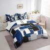 Erosebridal 7 Piece Geometric Bed in A Bag Full Size Bedding Set, Modern Striped Square Bedding Set, Minimalist Reversible Bed Sets with Sheet Set, Blue Black White view 2