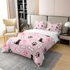 Castle Fairy Cartoon Dog Bones Duvet Cover Dogs Sillhoutte Bedding Set for Kids Teens Room Decor Cute Paw Print Comforter Cover Pet Animal Pink Quilt Cover Queen Size,2 Pillowcases,No Comforter view 2