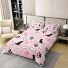 Castle Fairy Cartoon Dog Bones Duvet Cover Dogs Sillhoutte Bedding Set for Kids Teens Room Decor Cute Paw Print Comforter Cover Pet Animal Pink Quilt Cover Queen Size,2 Pillowcases,No Comforter view 3