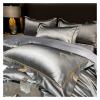 GLAMDIA Bed, Green 4Pcs Double Queen Yarn-Dyed Satin Jacquard Shiny Luxury Bedding Set Cotton Satin Silky Smooth Duvet Cover Bed Sheet Pillowcases, MM-102 view 3