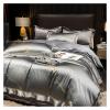 GLAMDIA Bed, Green 4Pcs Double Queen Yarn-Dyed Satin Jacquard Shiny Luxury Bedding Set Cotton Satin Silky Smooth Duvet Cover Bed Sheet Pillowcases, MM-102 view 4