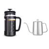 Easyworkz French Press 34 oz, Bundled Gage Gooseneck Pour Over Coffee Kettle 12 oz Stainless Steel Hand Drip Long Narrow Spout, Silver view 1
