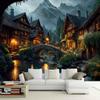 Aidatain Fairytale World Scenery Tapestry Town River Bridge Tapestry a Large 100" L x 90" W Flannel Fabric Landscape Wall Art Hanging for Kids Boys Girls Room Bedroom Dorm Decor GTSHAT115 view 2