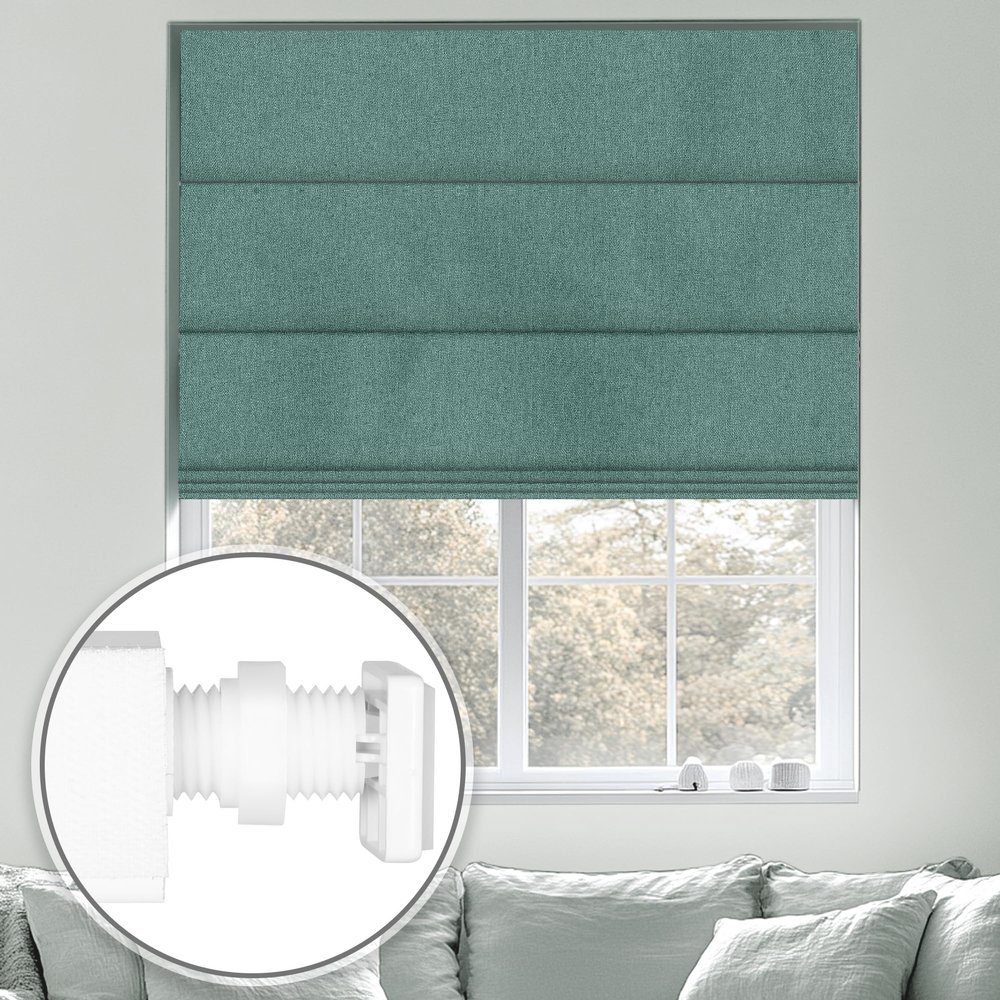 Sulugood No Tools No Drill Cordless Blackout Roman Shades, Room Darkening. Roller Blinds for Window, Roll Up Blinds for Window Bedroom, Living Room.Blackout Green,29" W x 78" H