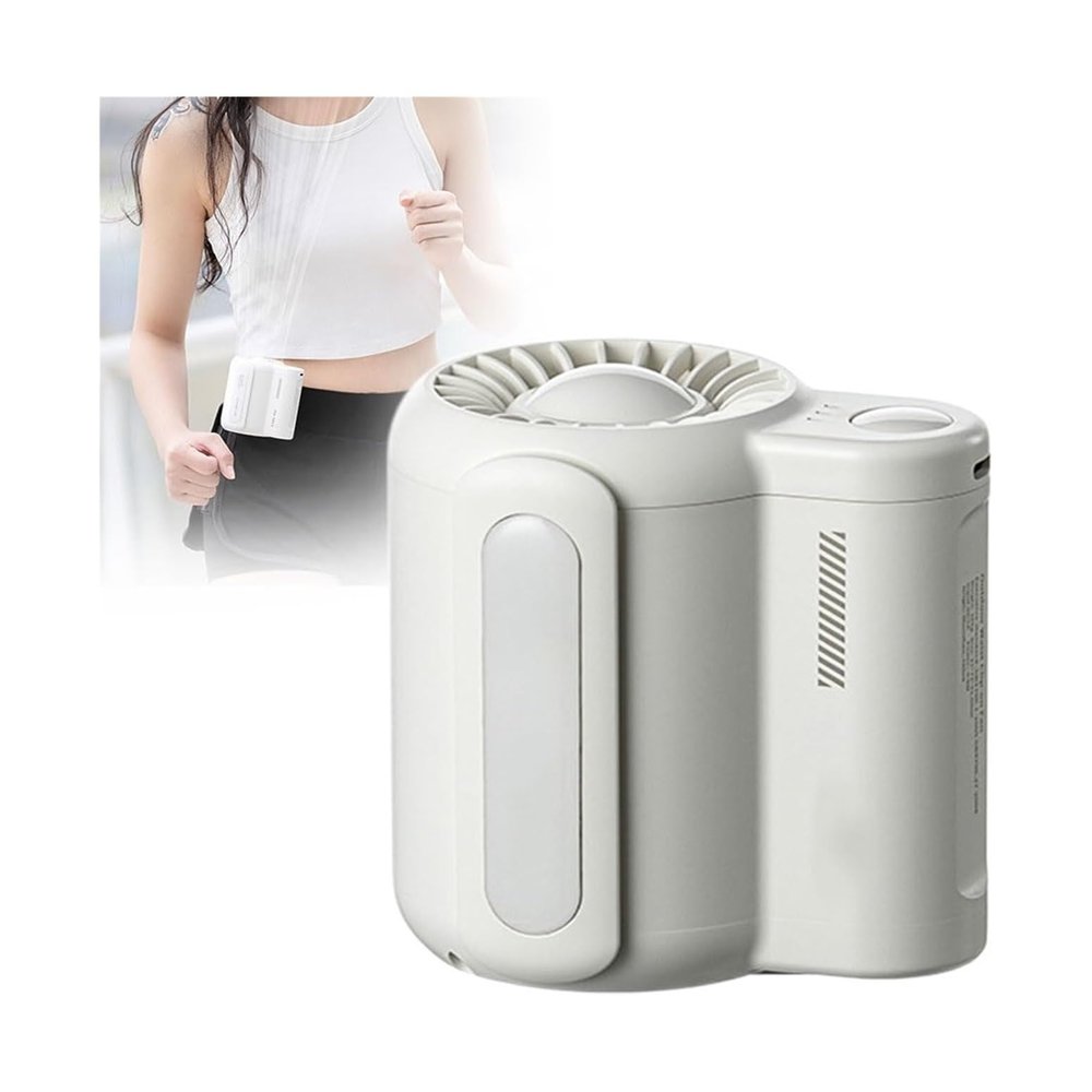 SOYON Portable Waist Clip Fan, 2024 New Bladeless Waist Mounted Electric Fan, Mini Waist Fan, USB Rechargeable Shirt Fan, Easy To Hang Waist Fan For Camping Outdoors, White