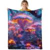 CDIWIDH Cartoon Mushroom Throw Blanket - Cute Mushroom Blanket for Girls Kids Adults Plant Print Pattern Girls Blankets for Sofa Couch Bed, Throw Size 50" x 60" (130 x 150 cm) view 2