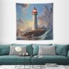 HZOHNAGO Lighthouse Tapestry Oil Painting Sea Wave Lighthouse Pattern Printed Tapestry Wall Hanging for Bedroom Living Room Dorm 60" W x 60" H view 1