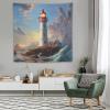 HZOHNAGO Lighthouse Tapestry Oil Painting Sea Wave Lighthouse Pattern Printed Tapestry Wall Hanging for Bedroom Living Room Dorm 60" W x 60" H view 2