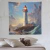 HZOHNAGO Lighthouse Tapestry Oil Painting Sea Wave Lighthouse Pattern Printed Tapestry Wall Hanging for Bedroom Living Room Dorm 60" W x 60" H view 3