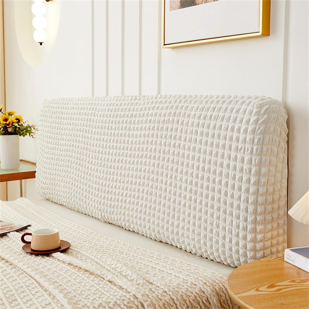 YUEYUZ Stretch Headboard Covers for Queen Size Bed Headboard Slipcover, Washable Dustproof Headboard Protector, for Bedroom Decoration(Color:White,Size:Twin/120cm/47in)